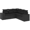 Image de vidaXL Ensemble de salon de jardin 5 pièces avec coussins noir poly rotin
