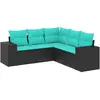 Image de vidaXL Ensemble de 5 canapés de jardin avec coussins, polyrattan noir