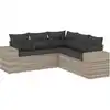 Image de vidaXL Ensemble de salon de jardin 5 pièces avec coussins gris clair Poly rotin
