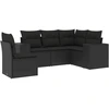 Image de vidaXL Ensemble de salon de jardin 5 pièces avec coussins noir poly rotin