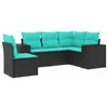 Image de vidaXL Ensemble de 5 canapés de jardin avec coussins, polyrattan noir
