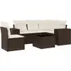 Image de vidaXL Ensemble de salon de jardin 6 pièces avec coussins Marron Poly Rattan