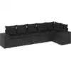 Image de vidaXL Ensemble de salon de jardin 6 pièces avec coussins noir poly rotin