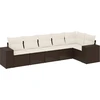 Image de vidaXL Ensemble de salon de jardin 6 pièces avec coussins Marron Poly Rattan