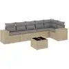 Image de vidaXL Ensemble de salon de jardin 7 pièces avec coussins Beige Poly Rattan