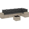 Image de vidaXL Ensemble de salon de jardin 7 pièces avec coussins gris clair Poly rotin
