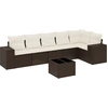 Image de vidaXL Ensemble de salon de jardin 7 pièces avec coussins Marron Poly rotin