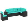 Image de vidaXL Ensemble de 6 canapés de jardin avec coussins, polyrattan noir