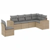 Image de vidaXL Ensemble de salon de jardin 6 pièces avec coussins Beige Poly Rattan