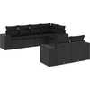 Image de vidaXL Ensemble de salon de jardin 7 pièces avec coussins noir poly rotin