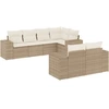 Image de vidaXL Ensemble de salon de jardin 7 pièces avec coussins Beige Poly Rattan