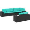 Image de vidaXL Ensemble de 8 canapés de jardin avec coussins, polyrattan noir