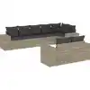 Image de vidaXL Ensemble de jardin canapé 8 pièces avec coussins gris clair Poly rotin