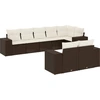 Image de vidaXL Ensemble de jardin canapé 8 pièces avec coussins Marron Poly rotin