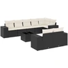 Image de vidaXL Ensemble de salon de jardin 9 pièces avec coussins noir poly rotin