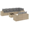 Image de vidaXL Ensemble de salon de jardin 9 pièces avec coussins beige Poly rotin