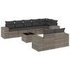 Image de vidaXL Ensemble de salon de jardin 9 pièces avec coussins Gris Poly rotin