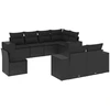 Image de vidaXL Ensemble de jardin canapé 8 pièces avec coussins noir poly rotin