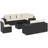 Image de vidaXL Ensemble de salon de jardin 9 pièces avec coussins noir poly rotin