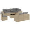 Image de vidaXL Ensemble de salon de jardin 9 pièces avec coussins beige Poly rotin