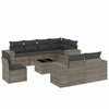 Image de vidaXL Ensemble de salon de jardin 9 pièces avec coussins Gris Poly rotin