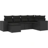 Image de vidaXL Ensemble de salon de jardin 6 pièces avec coussins noir poly rotin