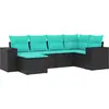 Image de vidaXL Ensemble de 6 canapés de jardin avec coussins, polyrattan noir
