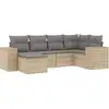 Image de vidaXL Ensemble de salon de jardin 6 pièces avec coussins Beige Poly Rattan