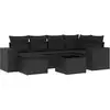 Image de vidaXL Ensemble de salon de jardin 7 pièces avec coussins noir poly rotin