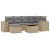 Image de vidaXL Ensemble de salon de jardin 7 pièces avec coussins Beige Poly Rattan