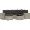 Image de vidaXL Ensemble de salon de jardin 7 pièces avec coussins gris clair Poly rotin