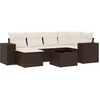 Image de vidaXL Ensemble de salon de jardin 7 pièces avec coussins Marron Poly rotin