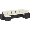 Image de vidaXL Ensemble de salon de jardin 7 pièces avec coussins noir poly rotin