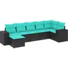 Image de vidaXL Ensemble de 7 canapés de jardin avec coussins, polyrattan noir