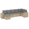 Image de vidaXL Ensemble de salon de jardin 7 pièces avec coussins Beige Poly Rattan