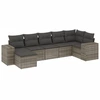 Image de vidaXL Ensemble de salon de jardin 7 pièces avec coussins Gris Poly rotin