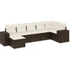 Image de vidaXL Ensemble de salon de jardin 7 pièces avec coussins Marron Poly rotin