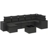 Image de vidaXL Ensemble de jardin canapé 8 pièces avec coussins noir poly rotin