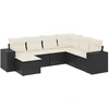 Image de vidaXL Ensemble de salon de jardin 7 pièces avec coussins noir poly rotin