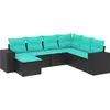 Image de vidaXL Ensemble de 7 canapés de jardin avec coussins, polyrattan noir