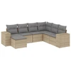 Image de vidaXL Ensemble de salon de jardin 7 pièces avec coussins Beige Poly Rattan