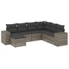 Image de vidaXL Ensemble de salon de jardin 7 pièces avec coussins Gris Poly rotin