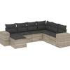 Image de vidaXL Ensemble de salon de jardin 7 pièces avec coussins gris clair Poly rotin
