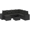 Image de vidaXL Ensemble de jardin canapé 8 pièces avec coussins noir poly rotin