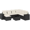 Image de vidaXL Ensemble de jardin canapé 8 pièces avec coussins noir poly rotin