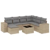 Image de vidaXL Ensemble de jardin canapé 8 pièces avec coussins Beige Poly Rattan