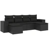 Image de vidaXL Ensemble de salon de jardin 6 pièces avec coussins noir poly rotin
