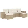 Image de vidaXL Ensemble de salon de jardin 6 pièces avec coussins Beige Poly Rattan