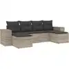 Image de vidaXL Ensemble de salon de jardin 6 pièces avec coussins gris clair Poly rotin