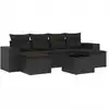 Image de vidaXL Ensemble de salon de jardin 7 pièces avec coussins noir poly rotin